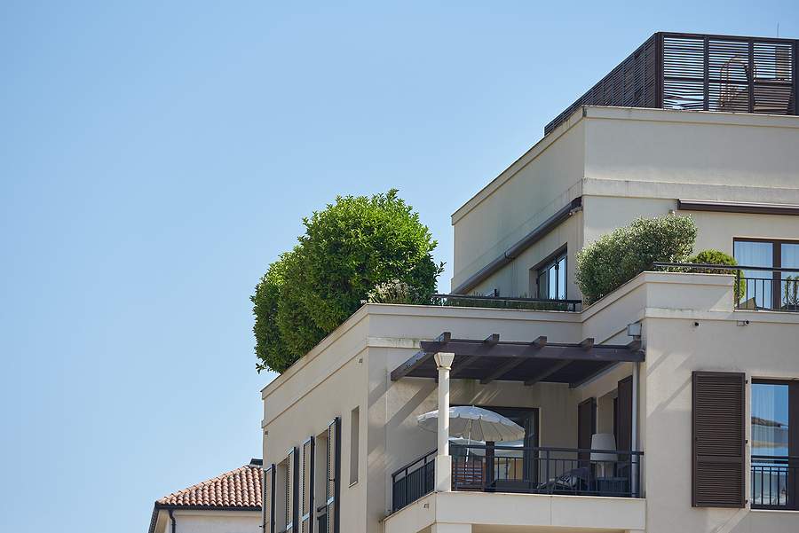 bigstock Roof Patio With Plants Decorat 453688367